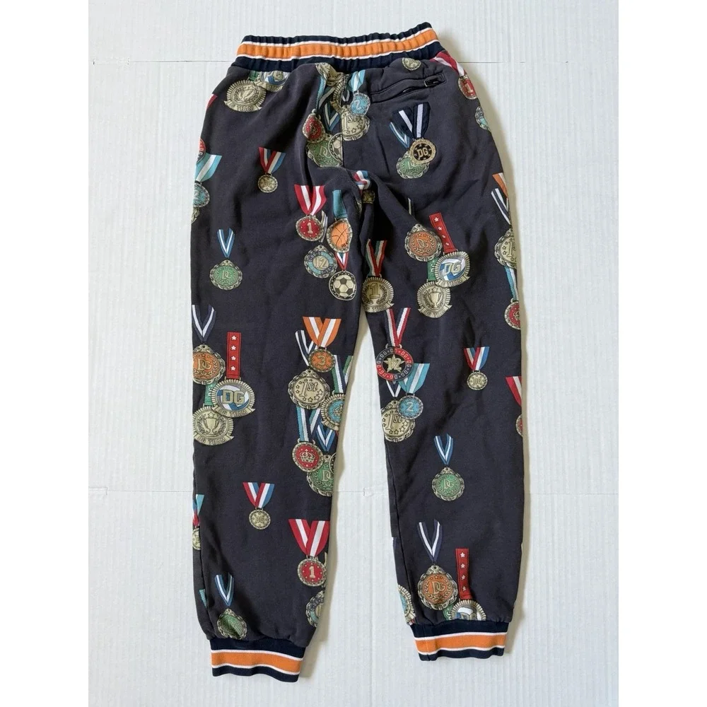 Dolce & Gabbana Kids Medal Print Joggers Boys Size 11/12 Cotton Italy